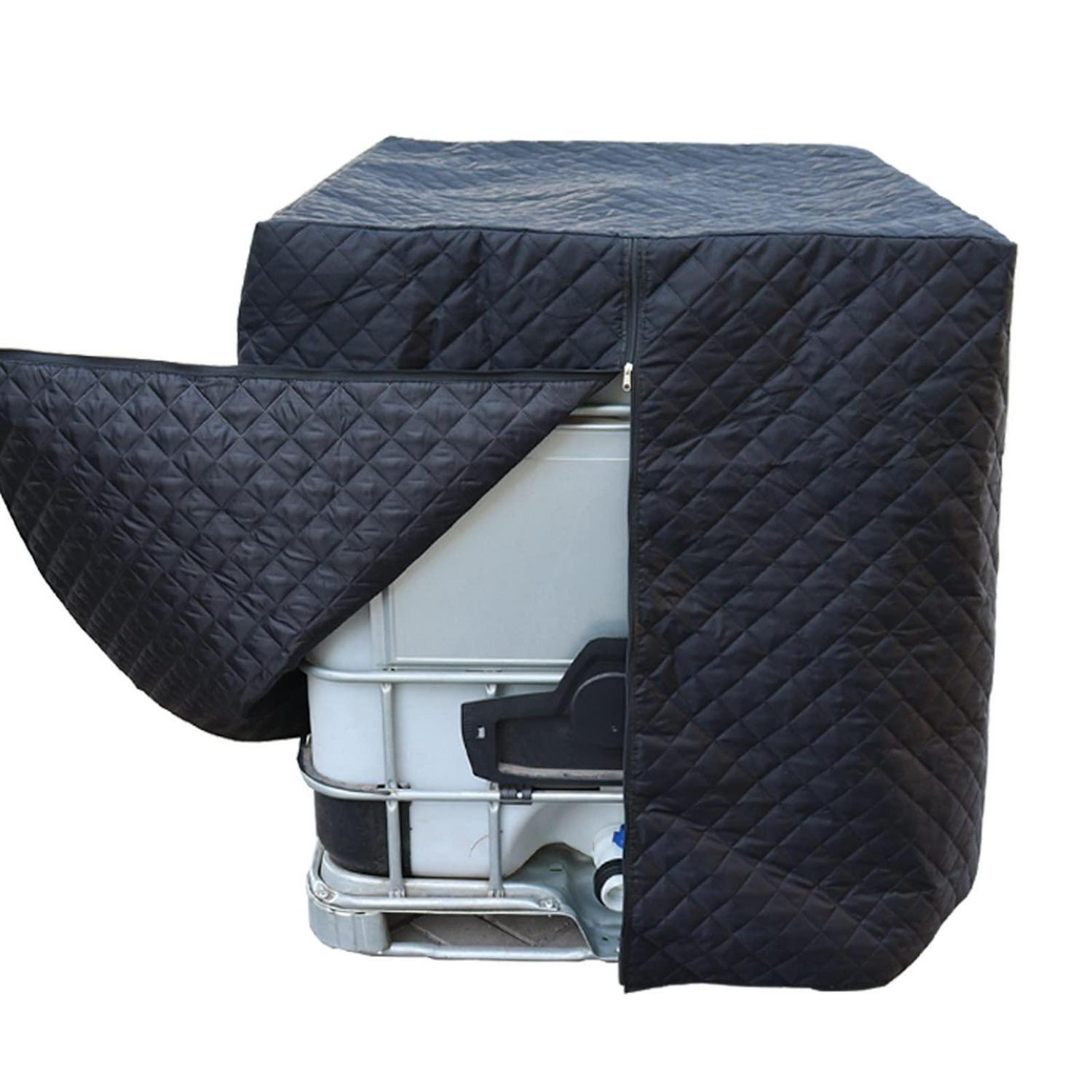 Ibc Tank Abdeckung 1000l Winterfest, Frostschutz, Mit Reißverschluss, 120x100x116 Cm, Schwarz