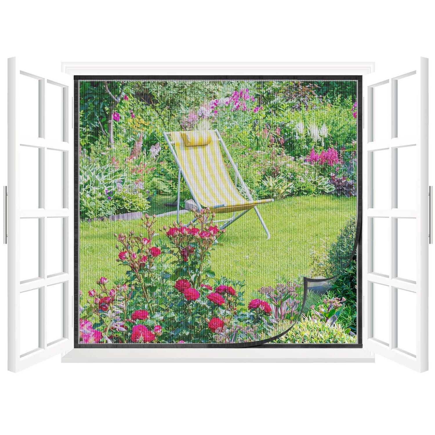 Fliegengitter Fenster 130x150 Cm Mit Klettverschluss, Insektenschutz Ohne Bohren, Schwarz