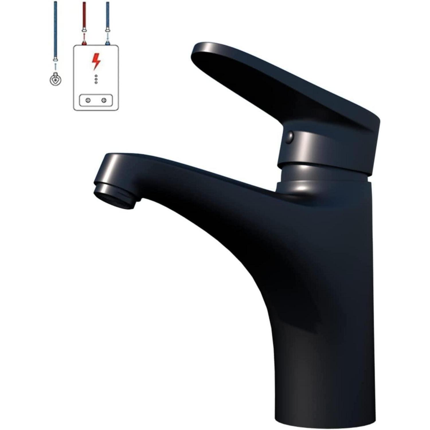 Niederdruck Armatur Bad Schwarz Einhebelmischer Mit Wassersparfunktion & Wasserfall-effekt