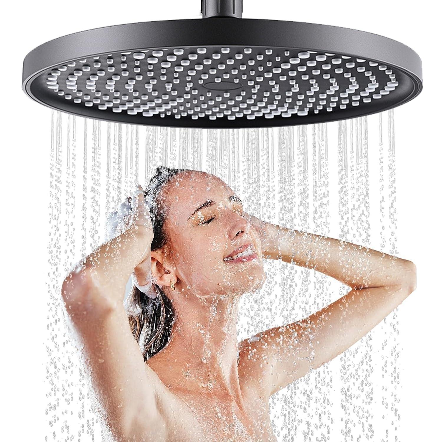 Regendusche 25cm, 360° Verstellbar, Hochdruck, Wassersparend, Schwarz