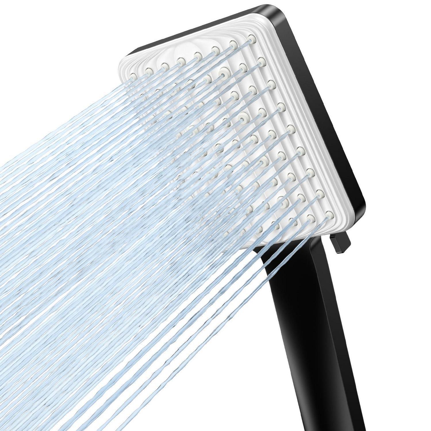 Handbrause Regendusche Mit 6 Strahlarten, Hochdruck & Wassersparend, Einhand-bedienung, Schwarz