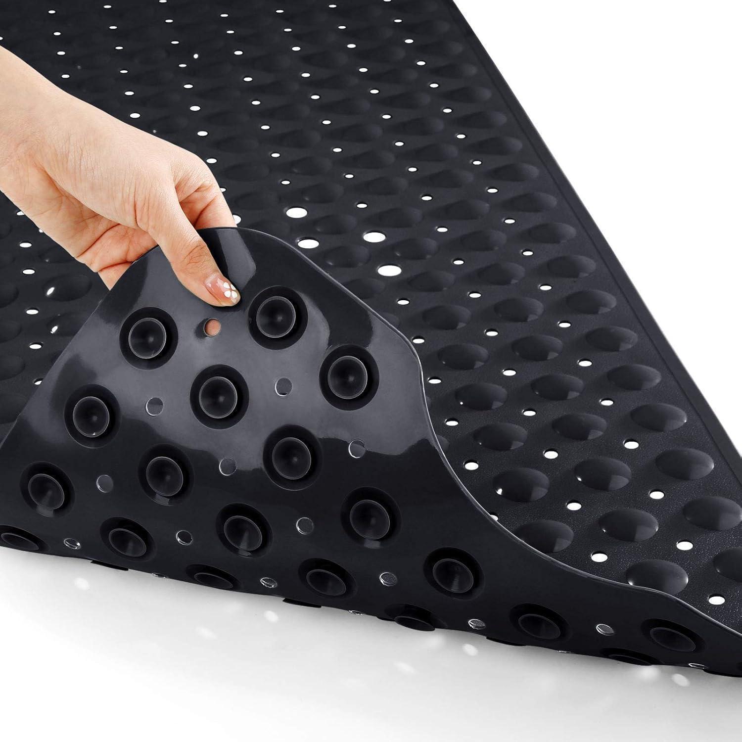 Badewannenmatte Extra Lang 100x40cm, Rutschfest Mit Saugnäpfen, Maschinenwaschbar, Schwarz