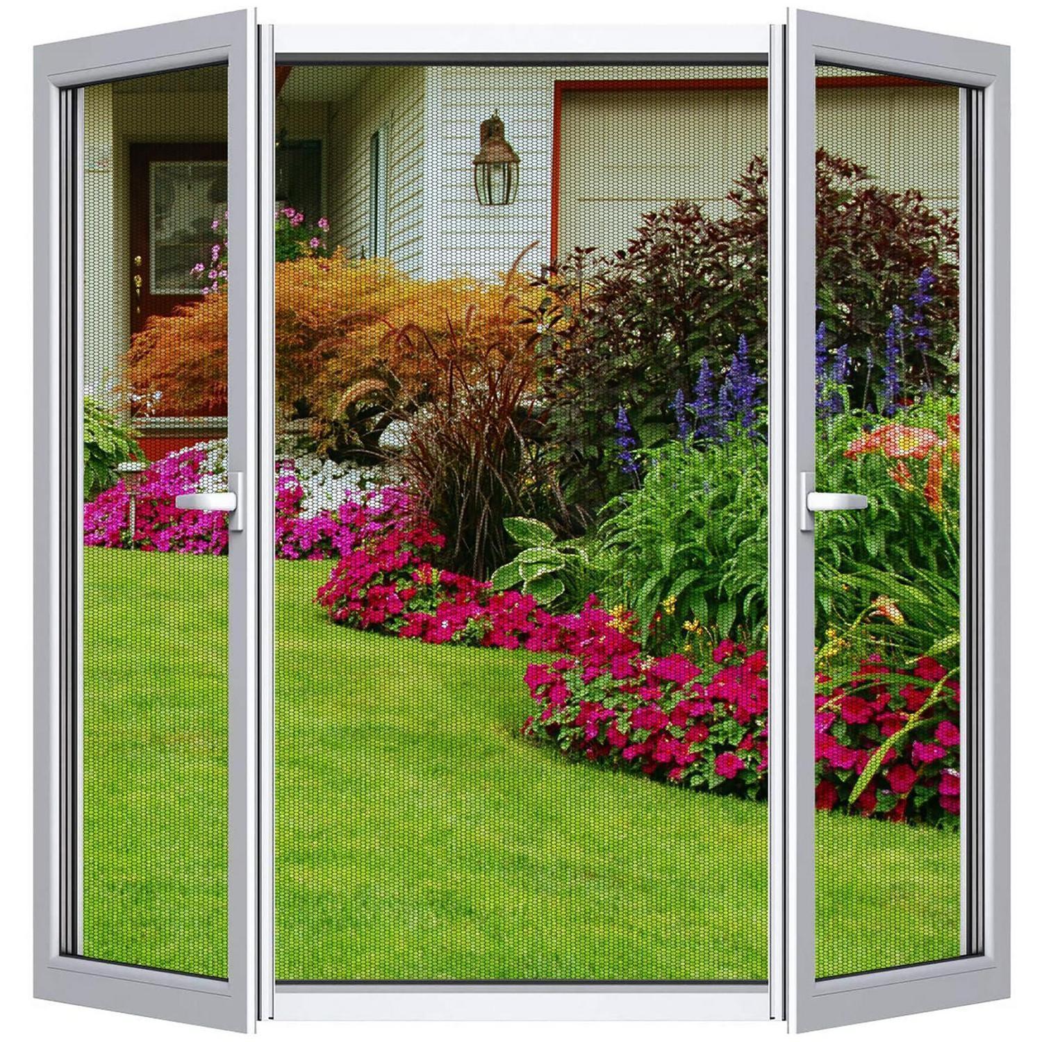 2er Set Fliegengitter Fenster 150x155cm Schwarz, Selbstklebend, Ohne Bohren