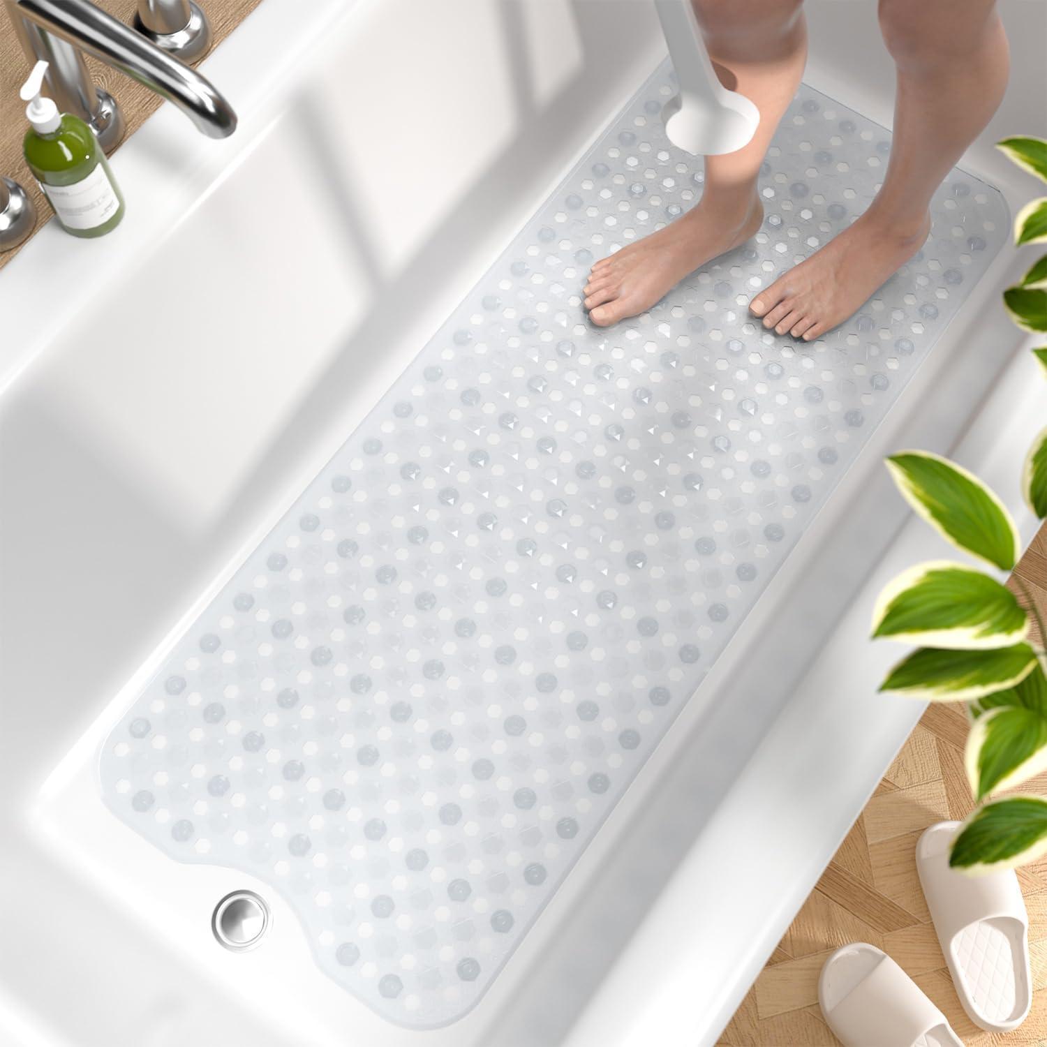 Badewannenmatte Rutschfest 101x40cm, Bpa-frei, Maschinenwaschbar, Transparent