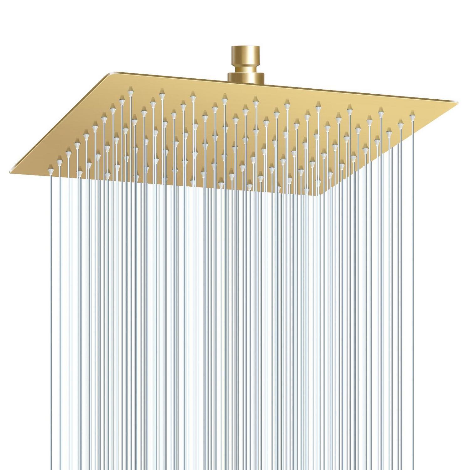Duschkopf Regendusche 25cm Gebürstetes Gold, Edelstahl, Wassersparend, Anti-kalk-düsen