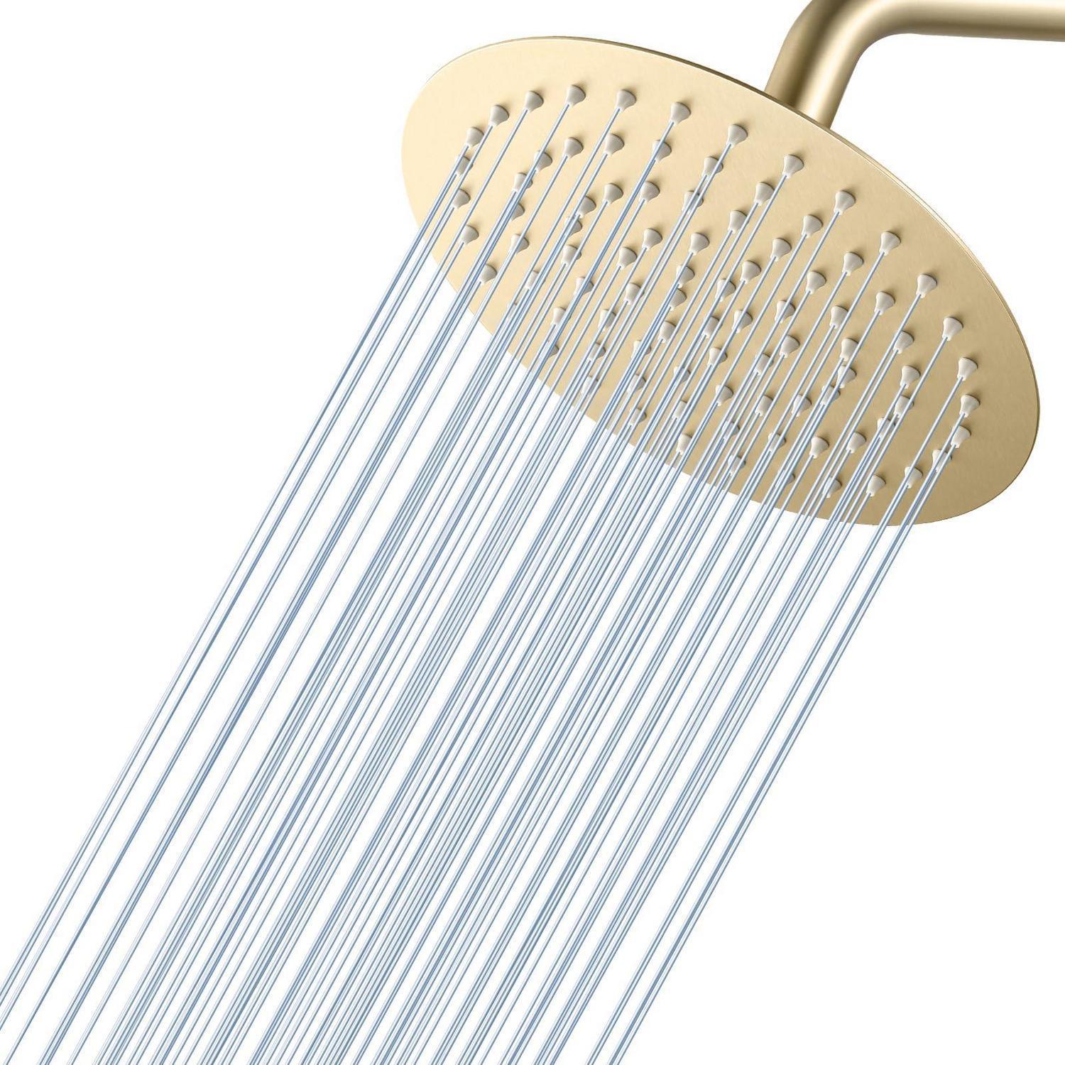 Regendusche 20cm Rund, Edelstahl 304, C-gebürstetes Gold, Wassersparend