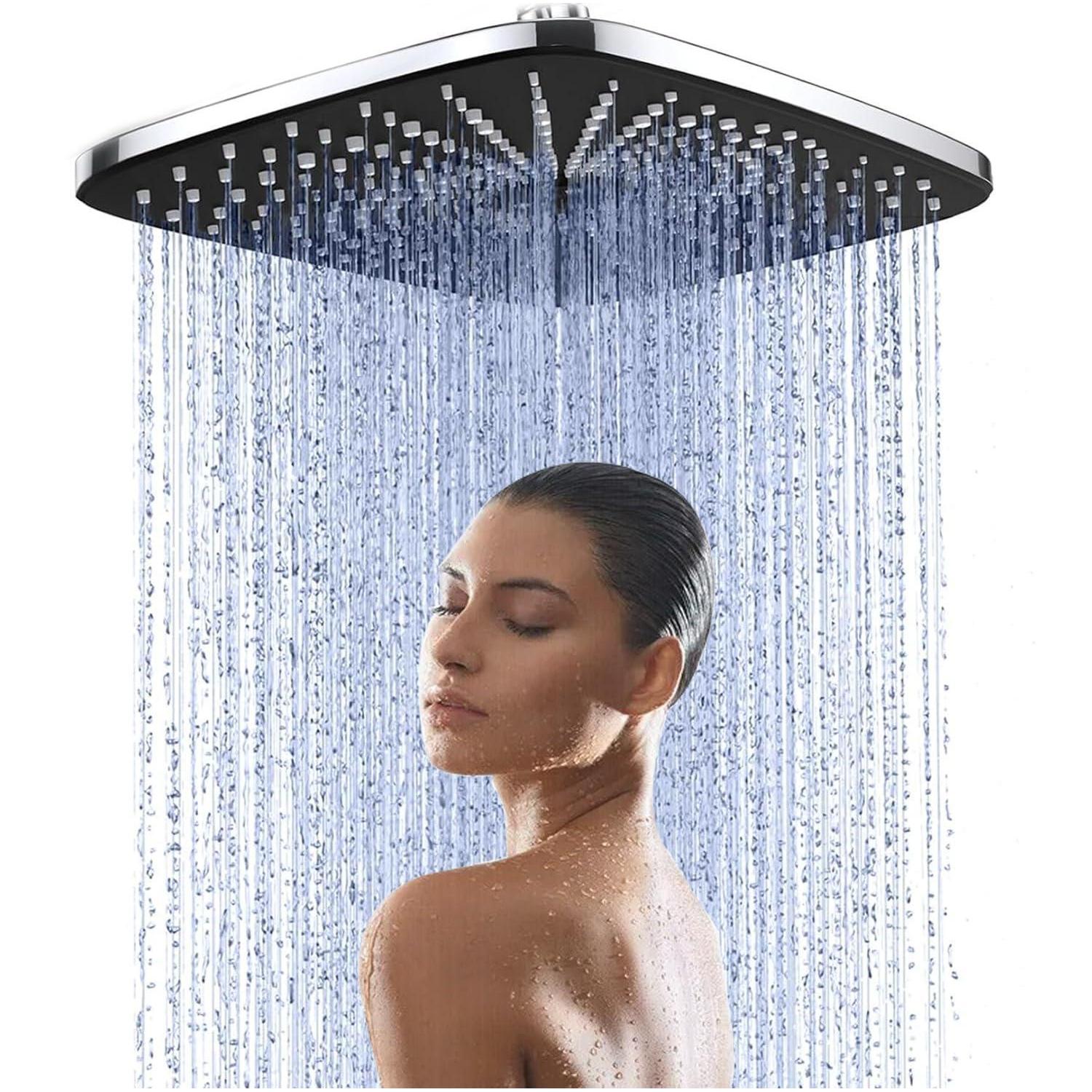 Regendusche 30cm Quadratisch 360° Verstellbar Silber Regenmodus