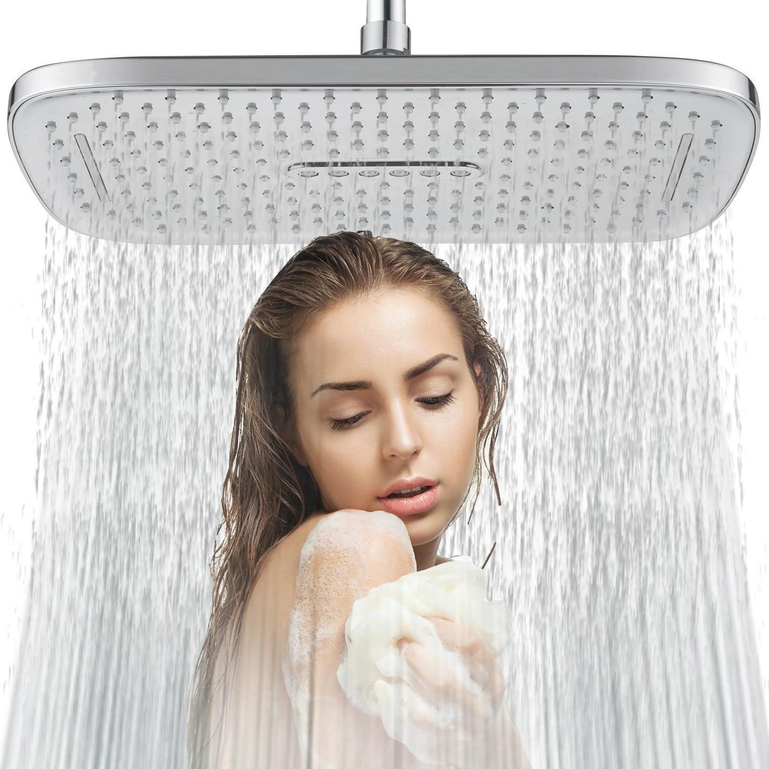 12 Zoll Regendusche Mit Wasserfall, Schwenkbar, Anti-kalk-düsen, Chrom