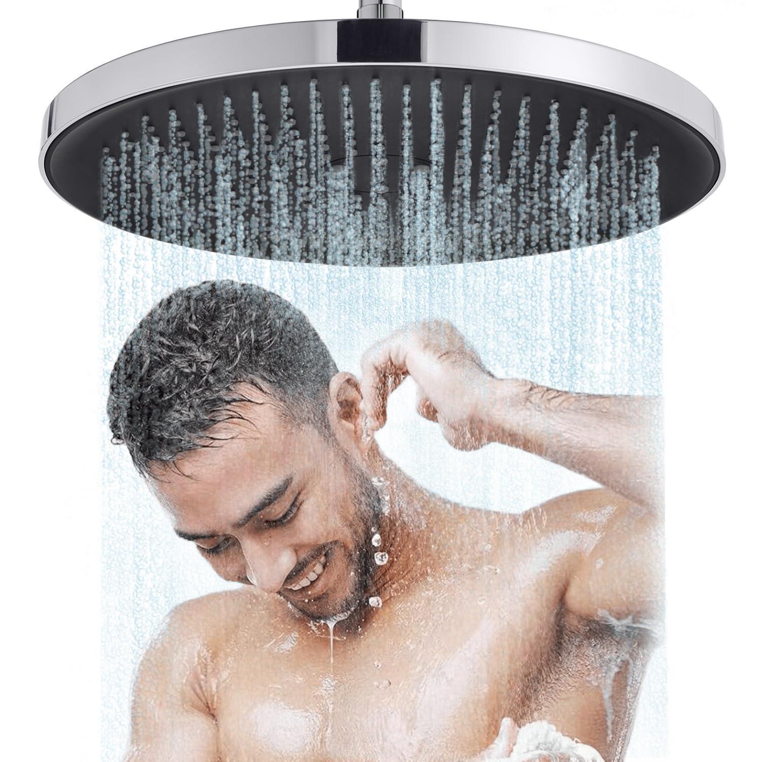 Großer Duschkopf Regendusche 12 Zoll, 360° Verstellbar, Chrom, Selbst Reinigend