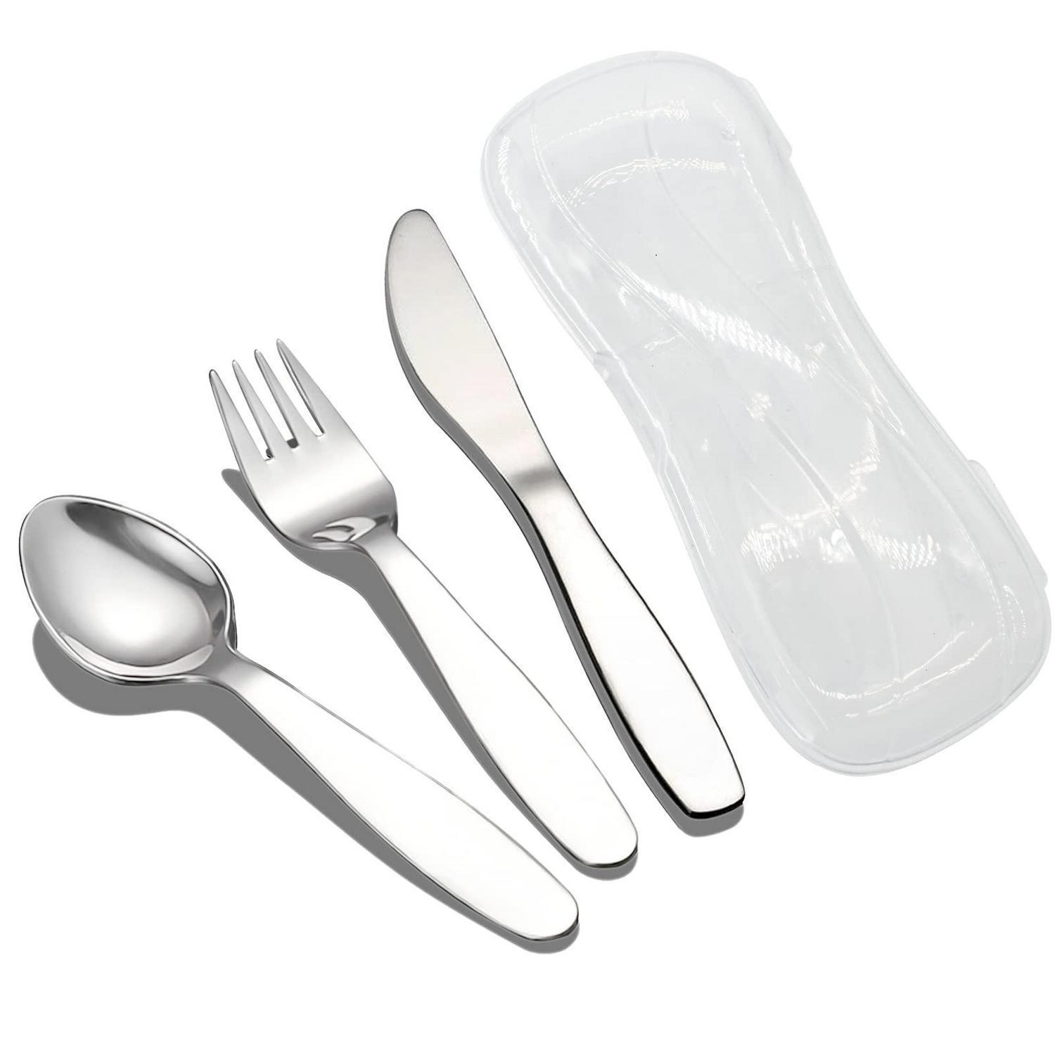 Kinderbesteck Set Edelstahl Mit Reiseetui, 3-teilig, Für Schule & Lunchbox