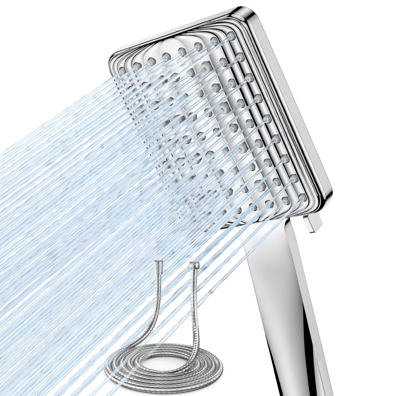 Regendusche Mit Schlauch 1,8m, 6 Strahlarten, Wassersparend, Hochdruck, Einhandbedienung