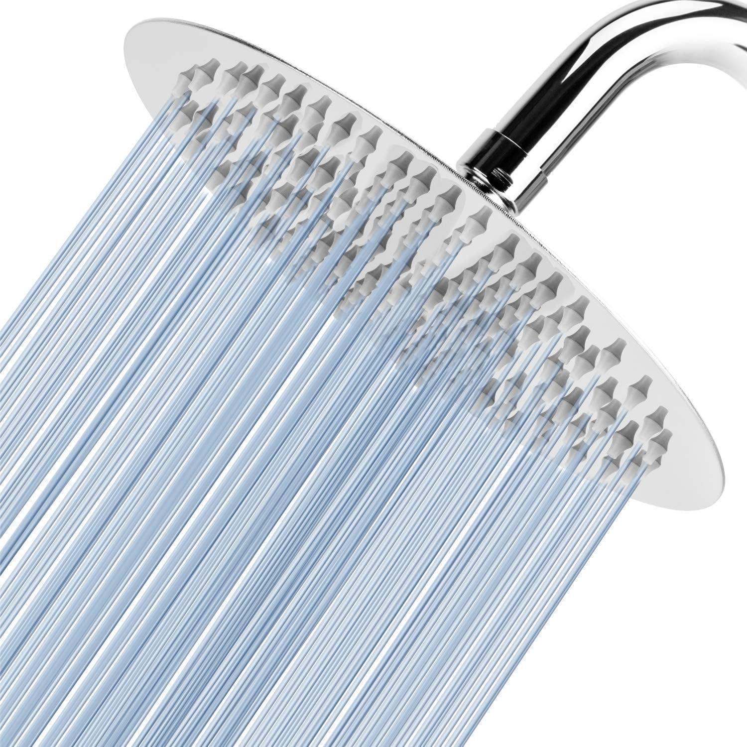Regenbrause 20cm Edelstahl Hochdruck Duschkopf Mit Kugelgelenk Chrom