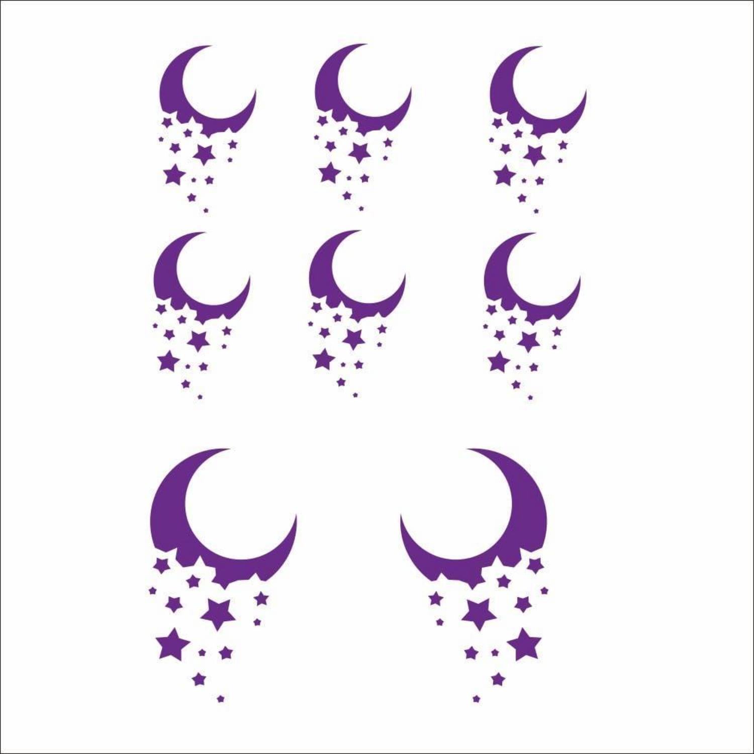 Autoaufkleber Mond Sterne 8er Set Lila Vinyl Decals Für Auto & Zubehör