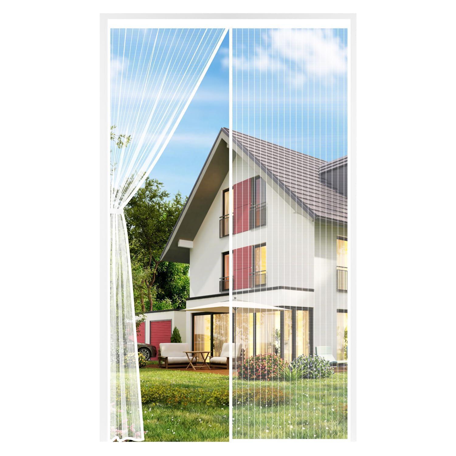 Magnetischer Fliegengitter Vorhang 100x220cm Weiß, Insektenschutz Ohne Bohren