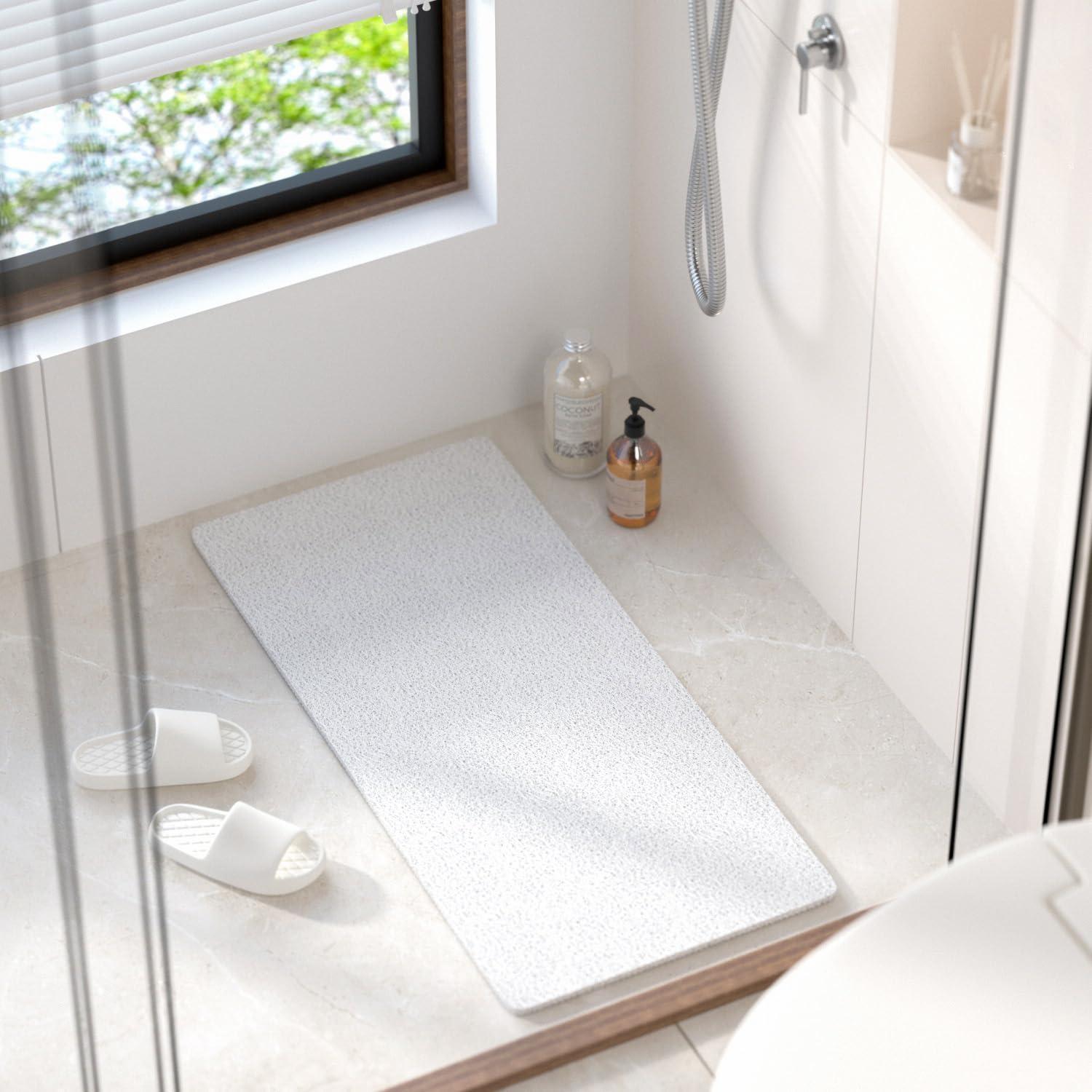 Badewannenmatte Rutschfest 88x40cm, Weich, Schnelltrocknend, Zuschneidbar, Weiß