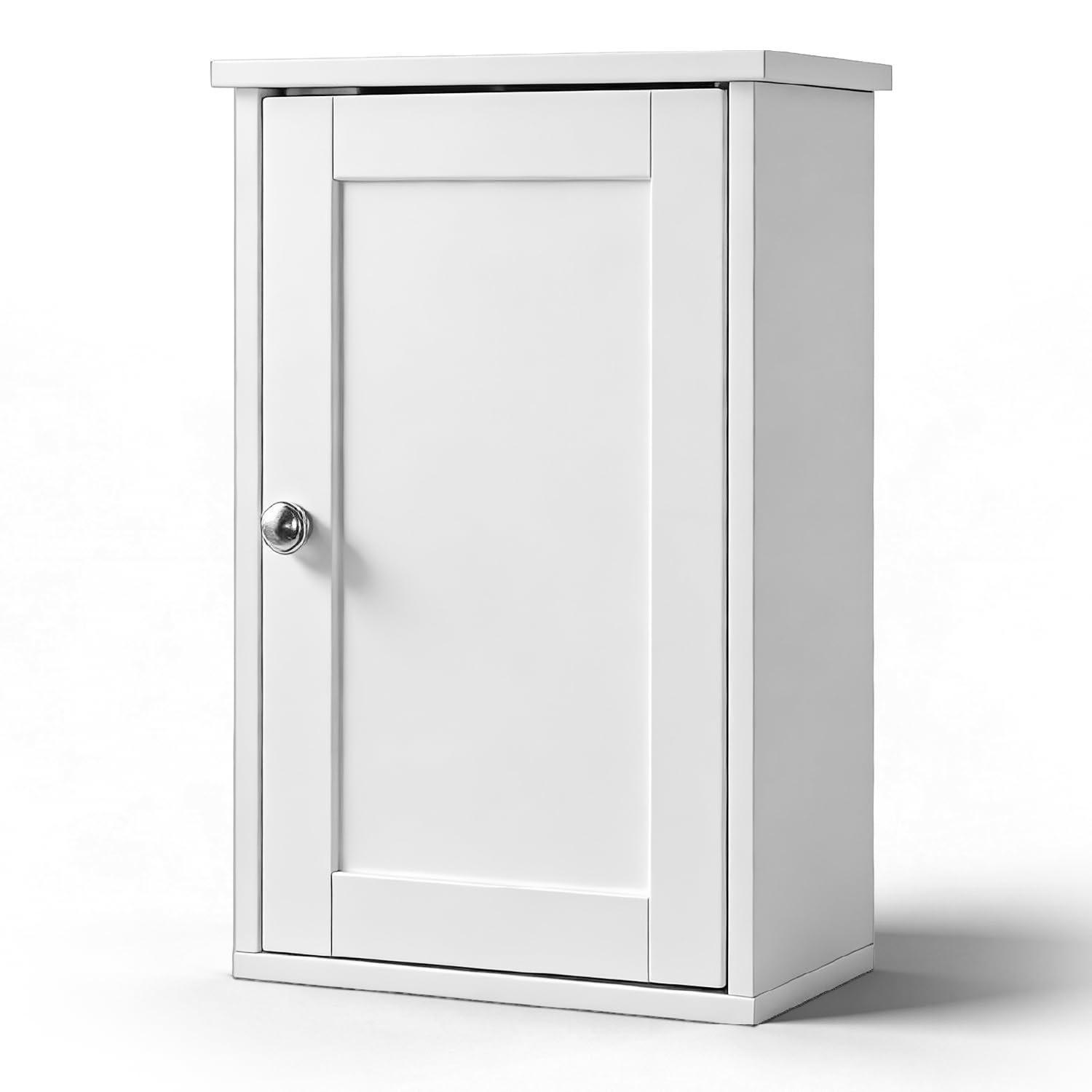 Hängeschrank Mit Tür, Verstellbarem Einlegeboden, Weiß, 34,6 X 20 X 50 Cm