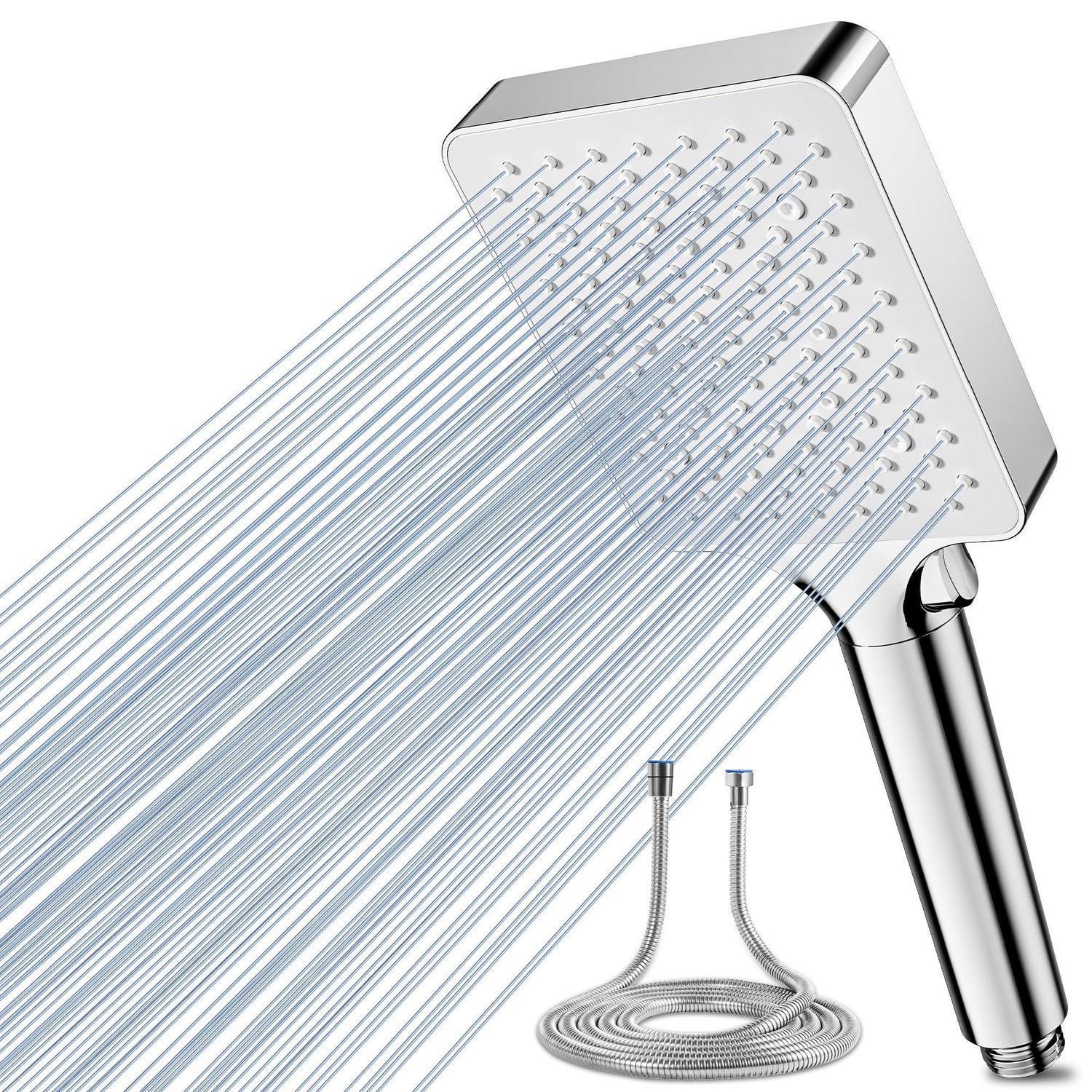 Duschkopf Mit Schlauch, 6 Strahlarten, Hochdruck, Wassersparend, Handbrause, Regendusche