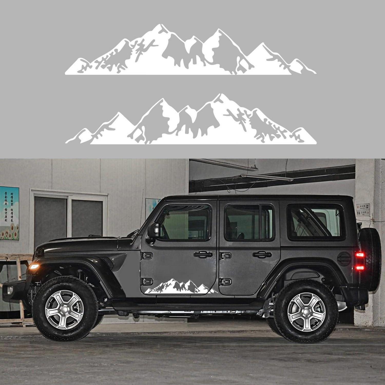 Autoaufkleber Bergmotiv 2er-set Für Suv & Offroad, Weiß