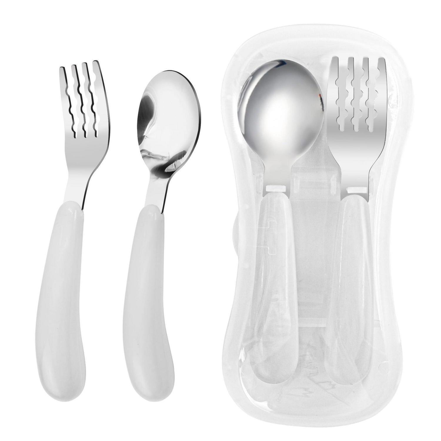 Kinderbesteck Set Edelstahl Mit Reiseetui, 2-teilig, Weiß