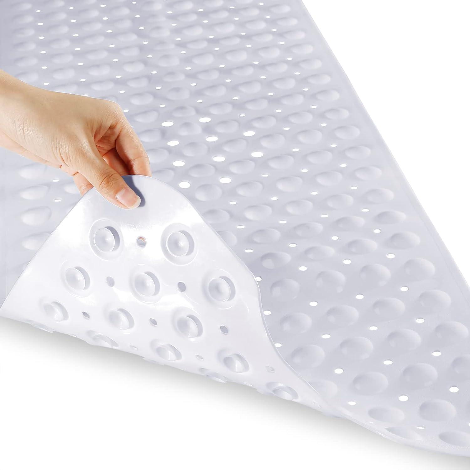 Badewannenmatte Extra Lang 100x40cm, Rutschfest Mit Saugnäpfen, Maschinenwaschbar, Weiß