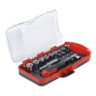 Bit-/Steckschlüssel-Einsatz-Satz mit Bit-Knarre 23-tlg.