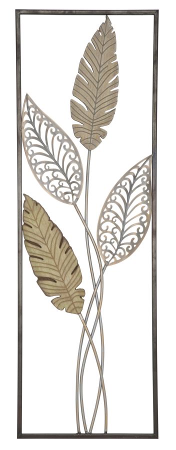 Eisen- Und Holzpanel Mit Blättern -a- Cm 30,5x1,90x91