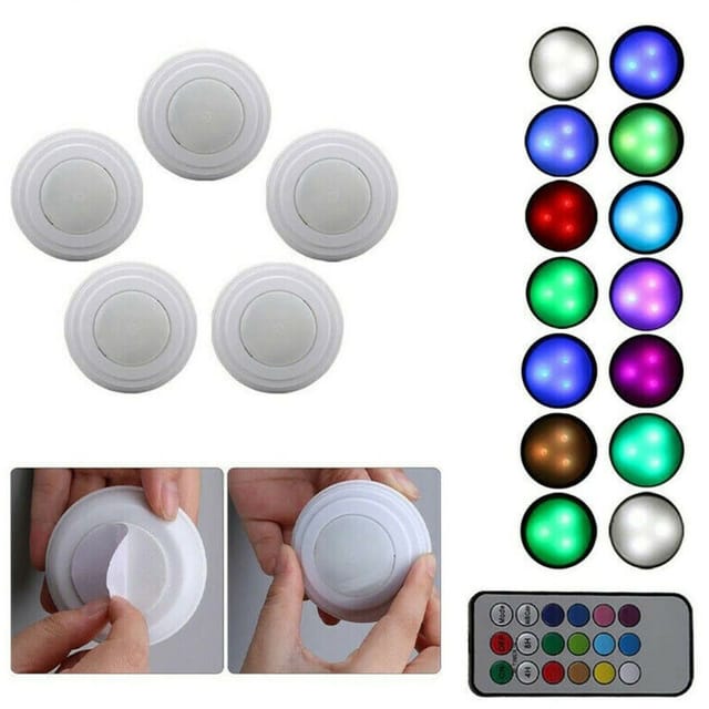 Set Mit 5 Rgb-Led-Spotlights Mit Mehrfarbigen Deko-Spotlights Und Fernbedienung Teb0314