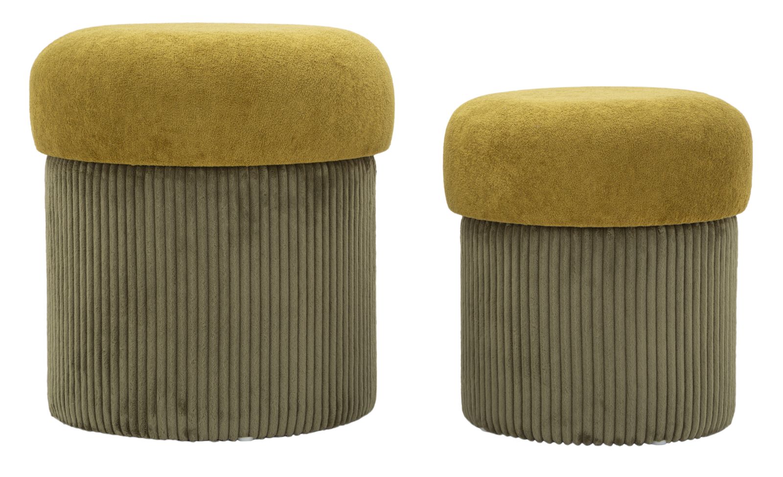 Puff Mit Behälter, Aspengrün, Set, 2 Stück, Cm Ø 42x44-35x37