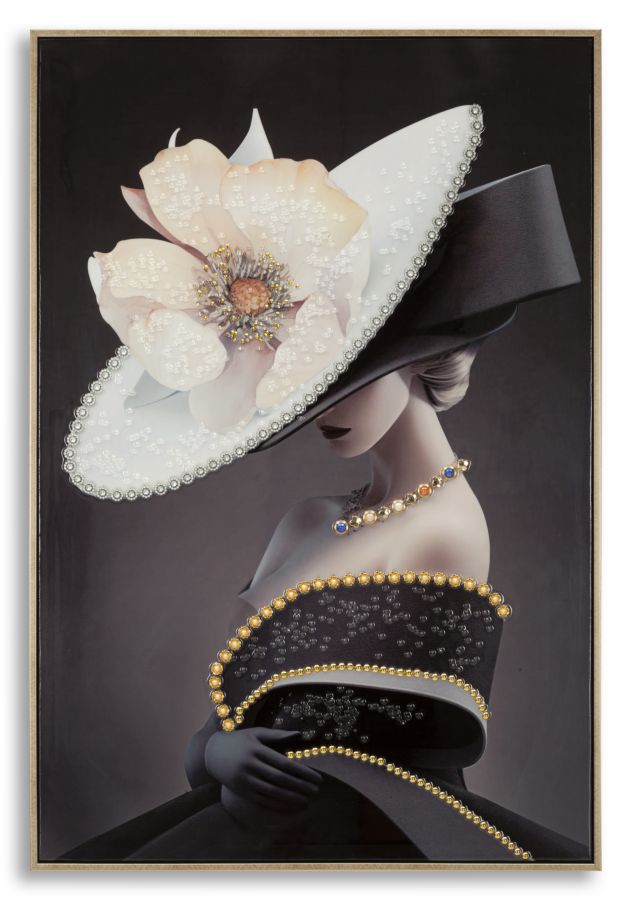 Gemälde Auf Lackierter Leinwand, Wiener Hut -b- Mit Rahmen, 62 X 4 X 92 Cm