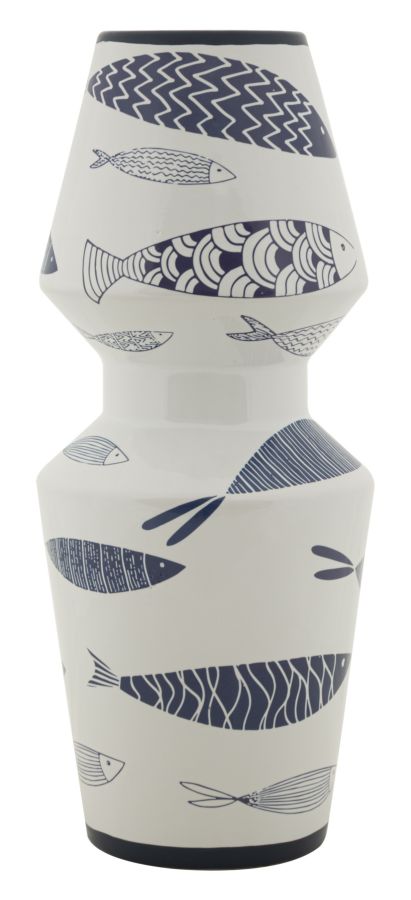 Doppelvase Aus Keramik In Fischform, Ø 14 X 34 Cm