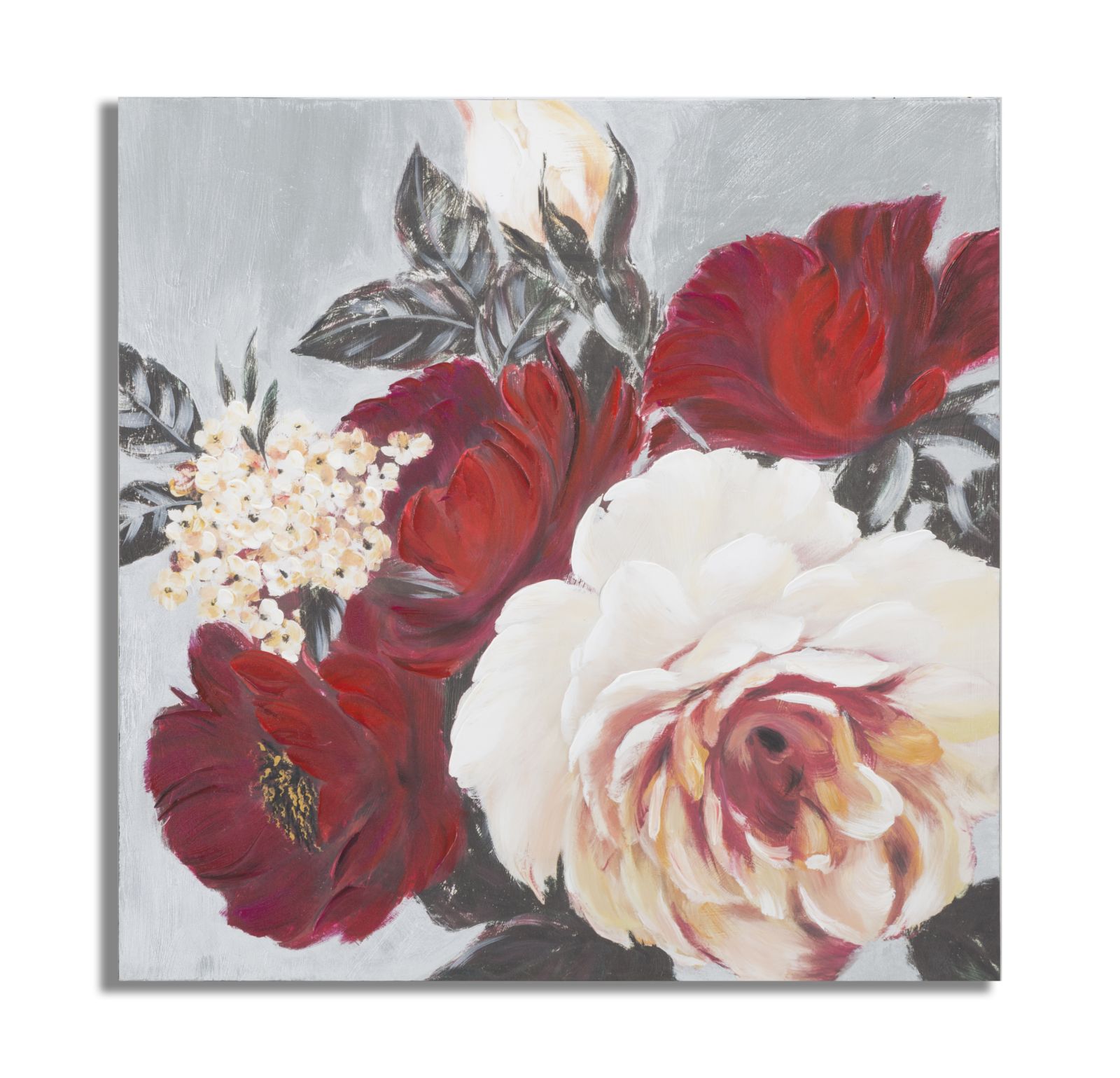 Gemälde Auf Leinwand, Rote Blume, Quadratisch, 90 X 3,7 X 90 Cm