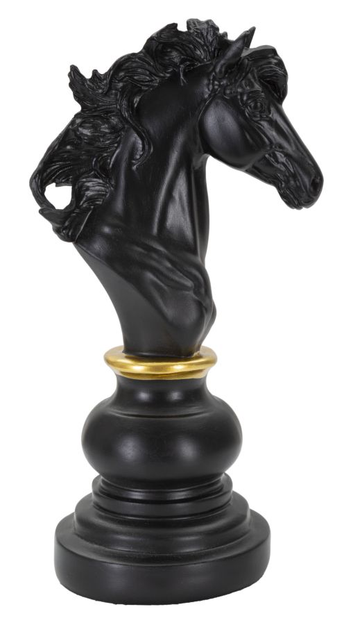 Schwarz-gold Pferd 14x11x27 Cm