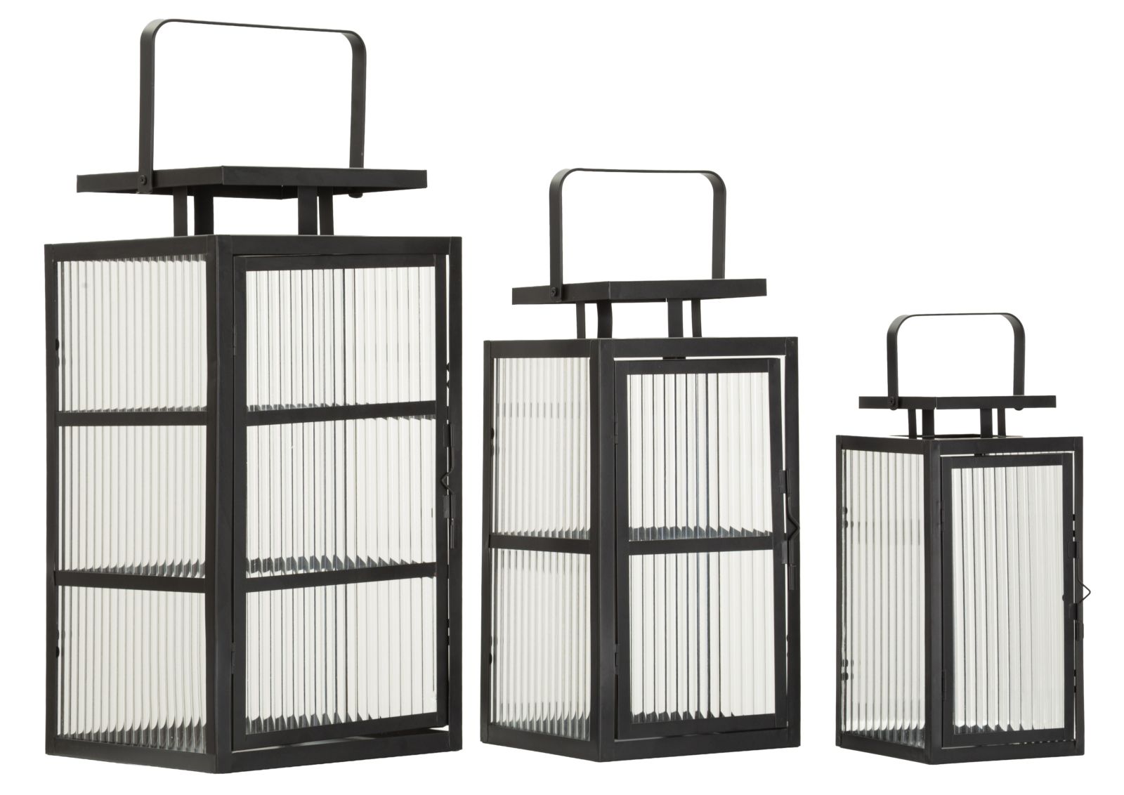 Andromeda Tris Laternen Cm 25,5x25x50-x20,5x20x40-15,3x15x29,5 (gehärtetes Glas)