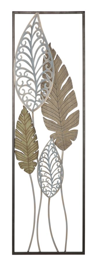 Eisen- Und Holzpanel Mit Blättern -b- Cm 30,5x2,5x99,5