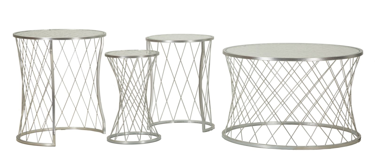 Noah Silber-tisch-set 4-teilig Cm Ø 70x45-47x54,5-36x50-28x45