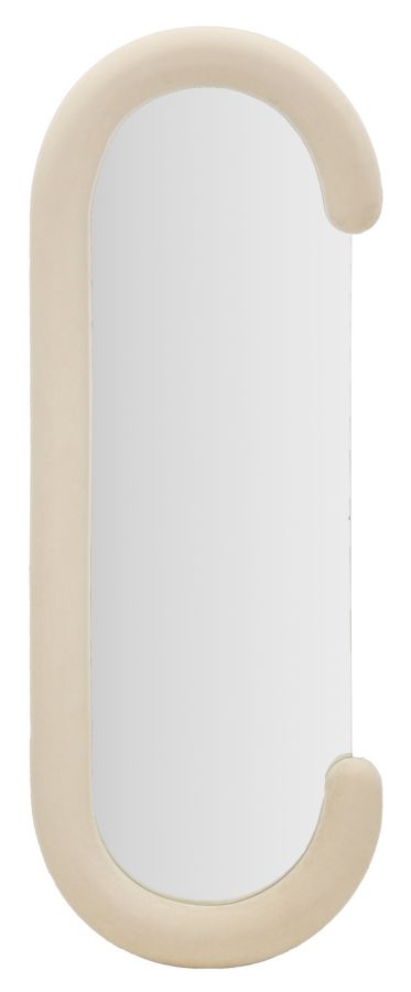 Chantal Wandspiegel Aus Cremefarbenem Samt, 60 X 7 X 160 Cm