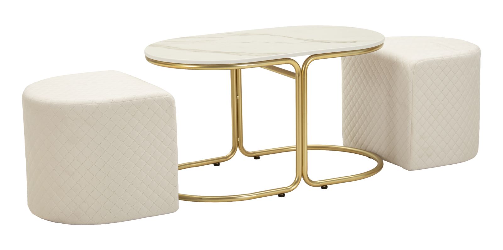 Couchtisch Mit 2 Relax-hockern, 79 X 45 X 44–42 X 37 X 37 Cm