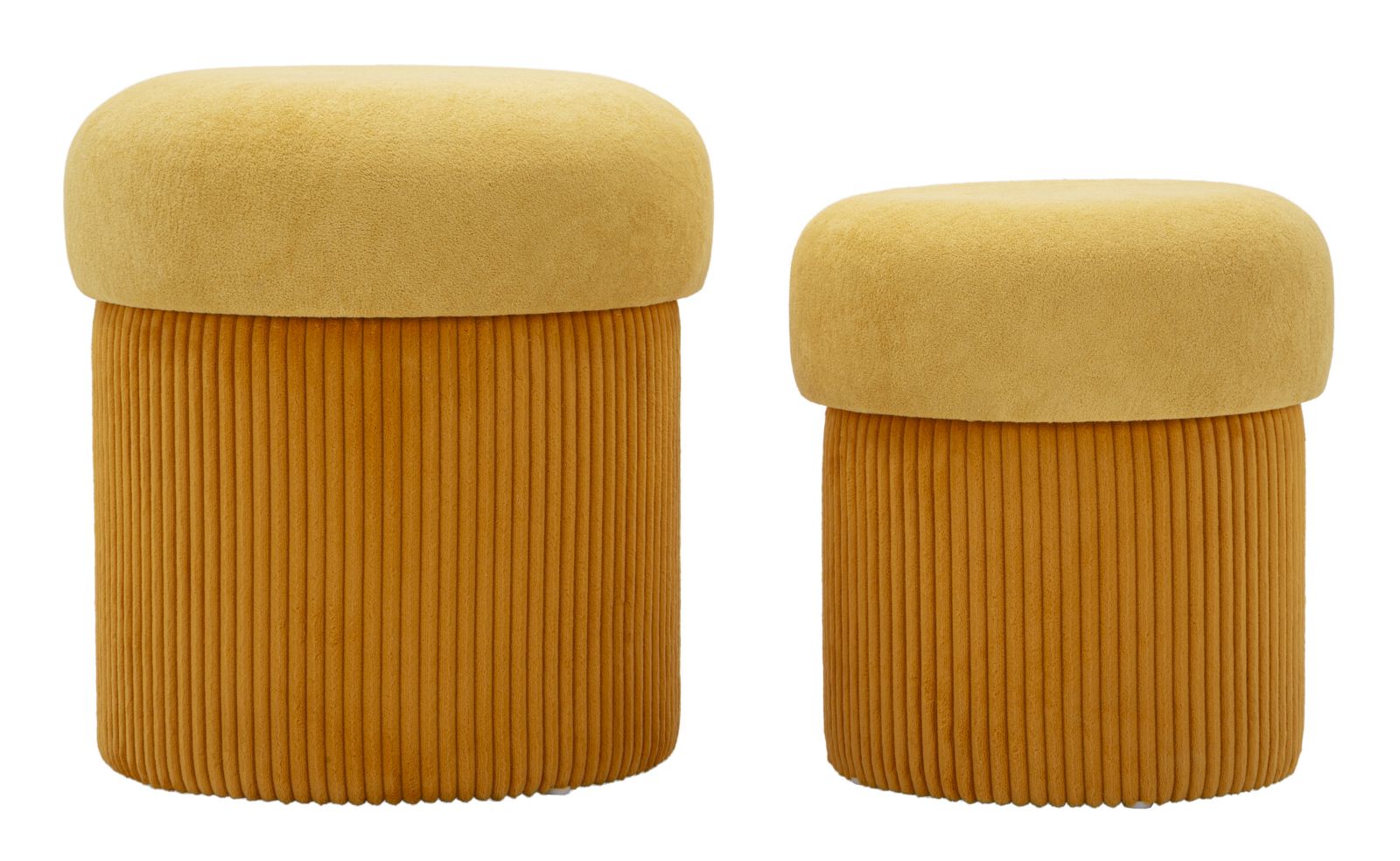 Puff Mit Behälter, Aspen Senf Set, 2 Stück, Cm Ø 42x44-35x37