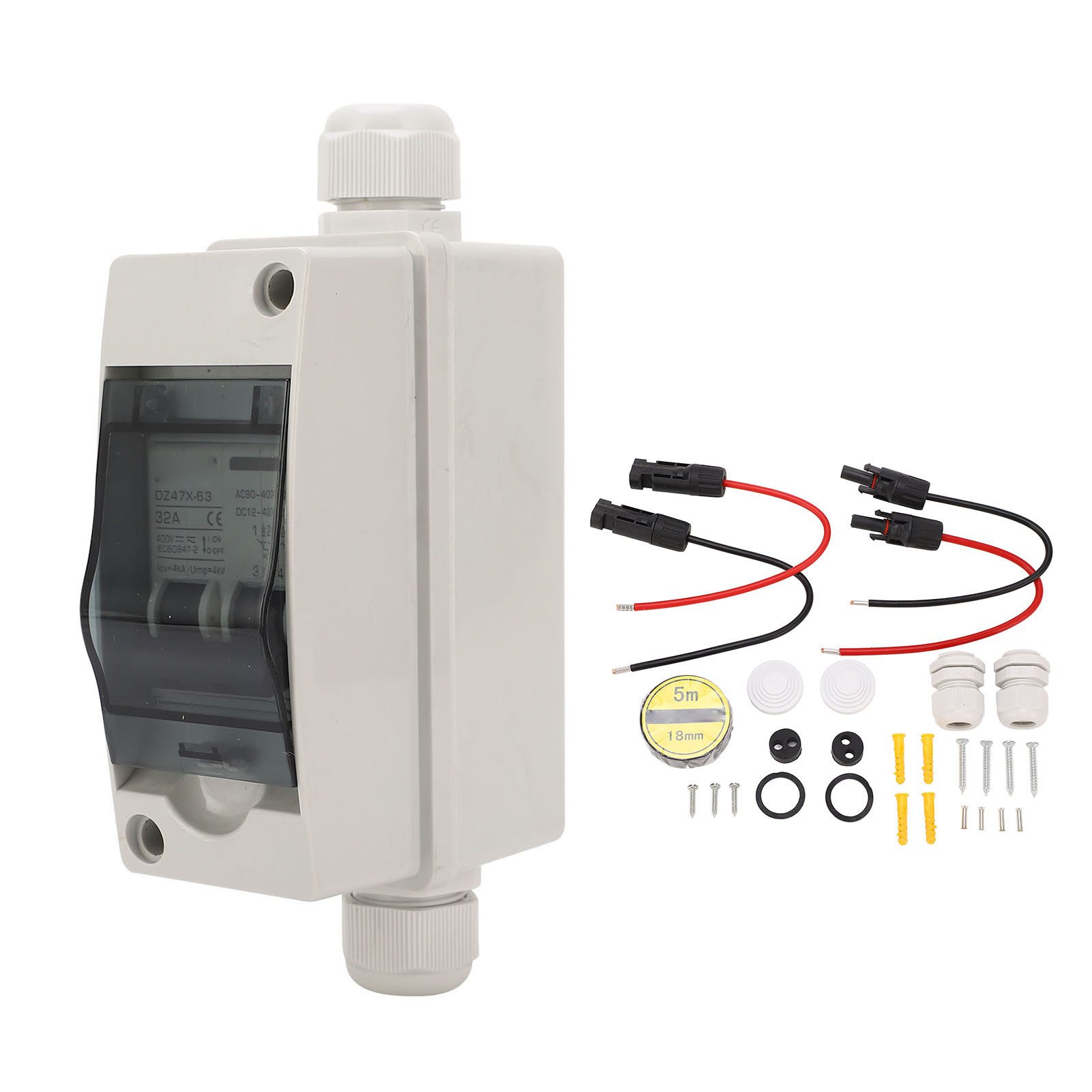 32a Ac/dc Solar-leistungsschalter, Wasserdichter Trennschalter Für Pv-module, Din-schienenmontage, Dc-spannung 12-400v Und Ac 90-400v.