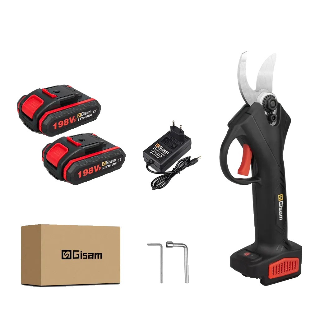 Kabellose Gartenschere, Ergonomischer Griff, Leiser Betrieb, 2 Schwarze Batteriefächer
