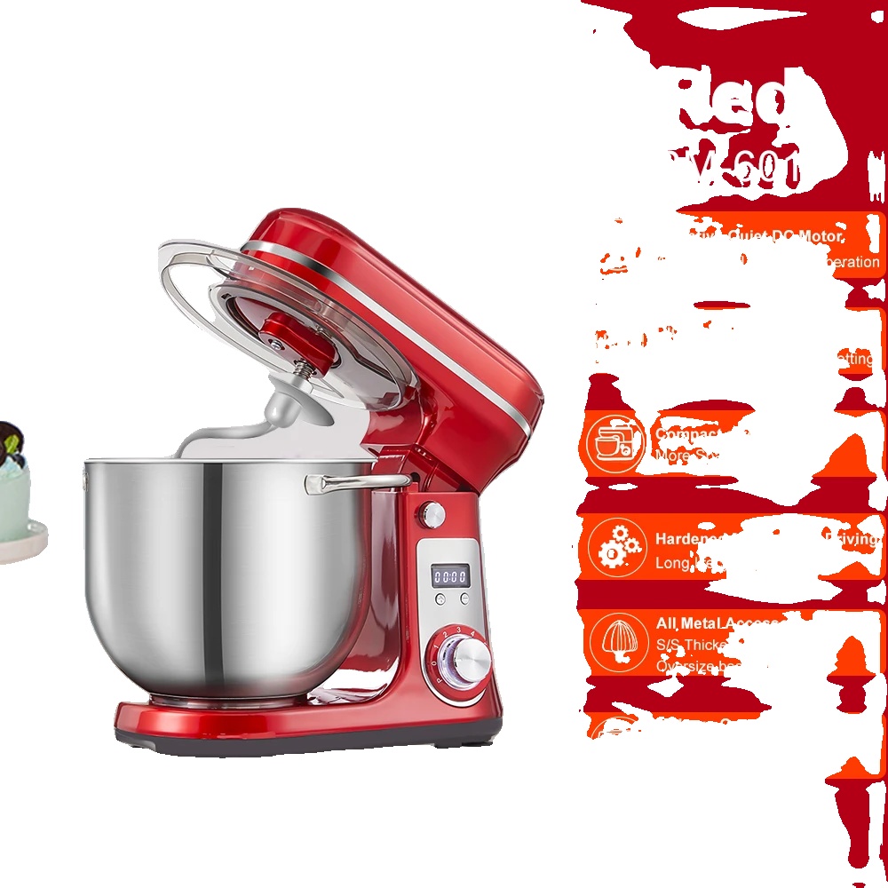 Küchenmaschine, 6 Geschwindigkeitsstufen, 6 L Fassungsvermögen, 6l Rot Bm-601, Eu-c