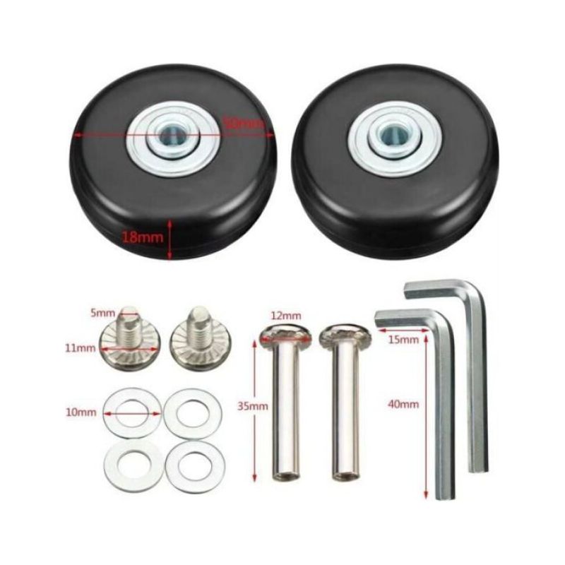 4 Stück 50-mm-kofferrollen, Reparaturrollen Für Gepäck, Robuste, Geräuscharme Universal-lenkrollen Aus Gummi Mit R-label