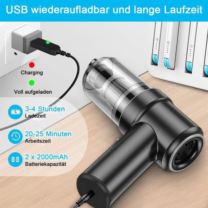 Akku-handstaubsauger Mit 6000 Pa, Autostaubsauger Mit Usb-c-ladefunktion