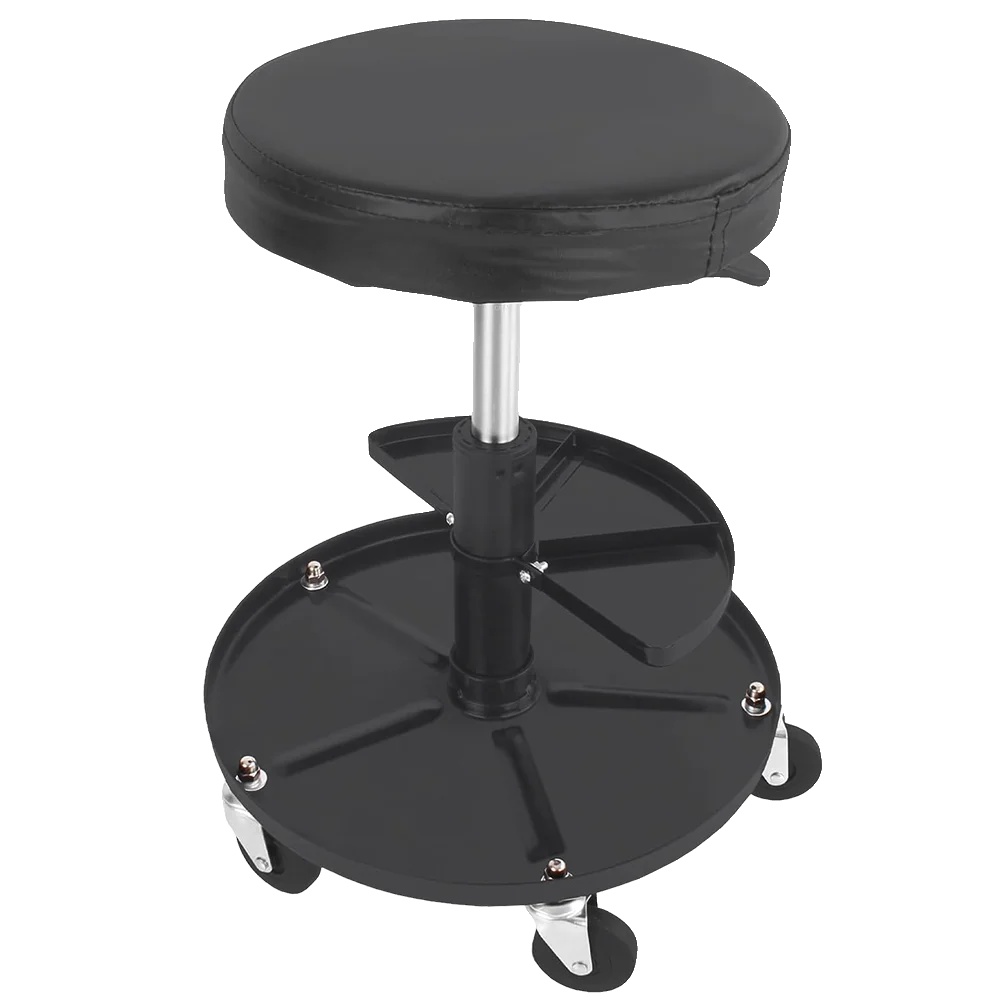 Rollhocker, Drehfunktion, Bequemer Sitz Aus Pu-leder, Werkzeugablage