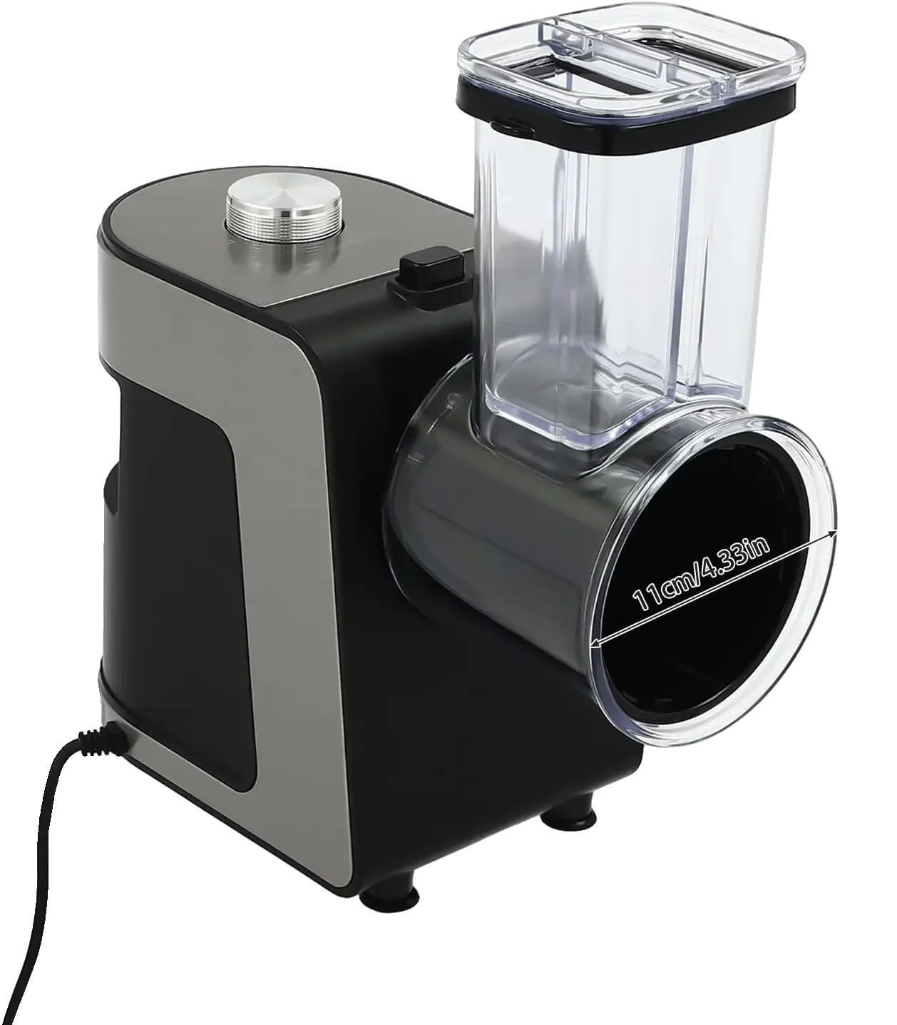 Elektrische Gemüsereibe, 1000 W, Edelstahlklingen, Schneidevorrichtung Für Karotten, Käse, Gurken, Zwiebeln, Schwarz