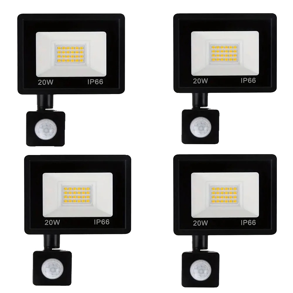 Led-flutlicht, Pir-bewegungsmelder, Ip65 Wasserdicht, 20 W, 4 Stück