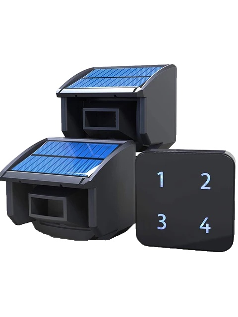 Bewegungsmelder, Solarbetrieben, 400 Meter Funkreichweite, Kit2, Eu-stecker