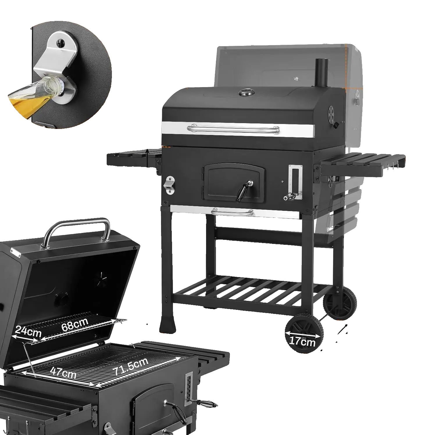 Grillrost Aus Eisen, Extra Große Grillfläche, Geeignet Für Mehr Als 5 Personen, Einfache Montage, Emailliert
