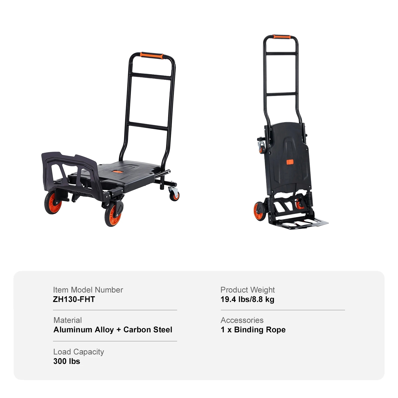 Faltbarer Trolley, Aluminiumlegierung + Kohlenstoffstahl, 2-in-1-design