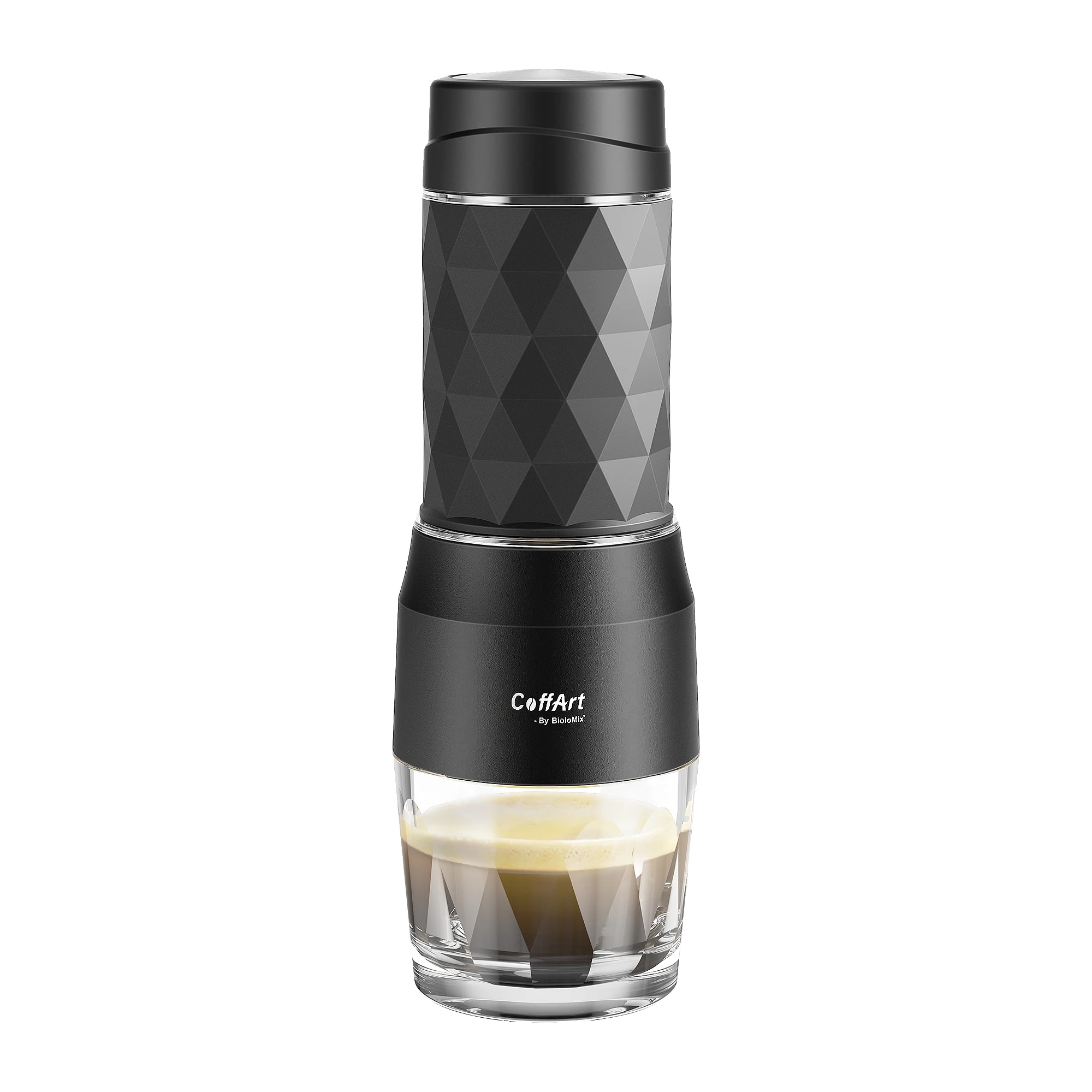 Tragbare Espressomaschine, Manuelle Bedienung, Schwarz, Eu
